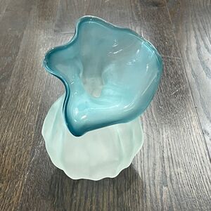 Nikolas Weinstein Signed Art Glass Vase Blue Abstract‎ Hand Blown Frosted